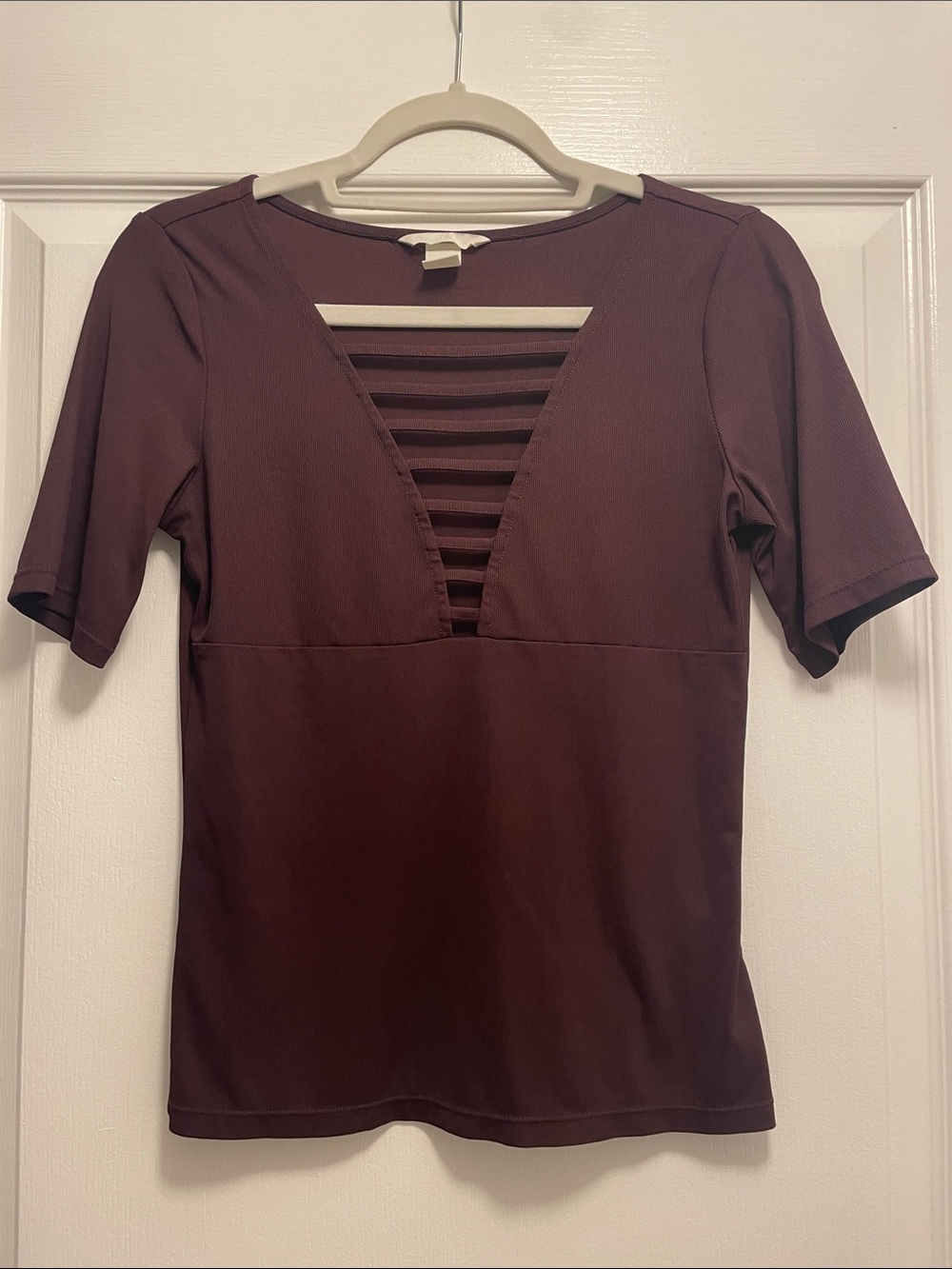 Dark purple top.